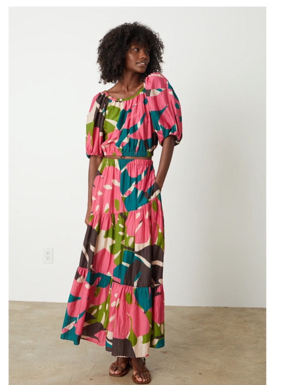 Velvet by Graham & Spencer Pink & Green Tropical Maxi Set